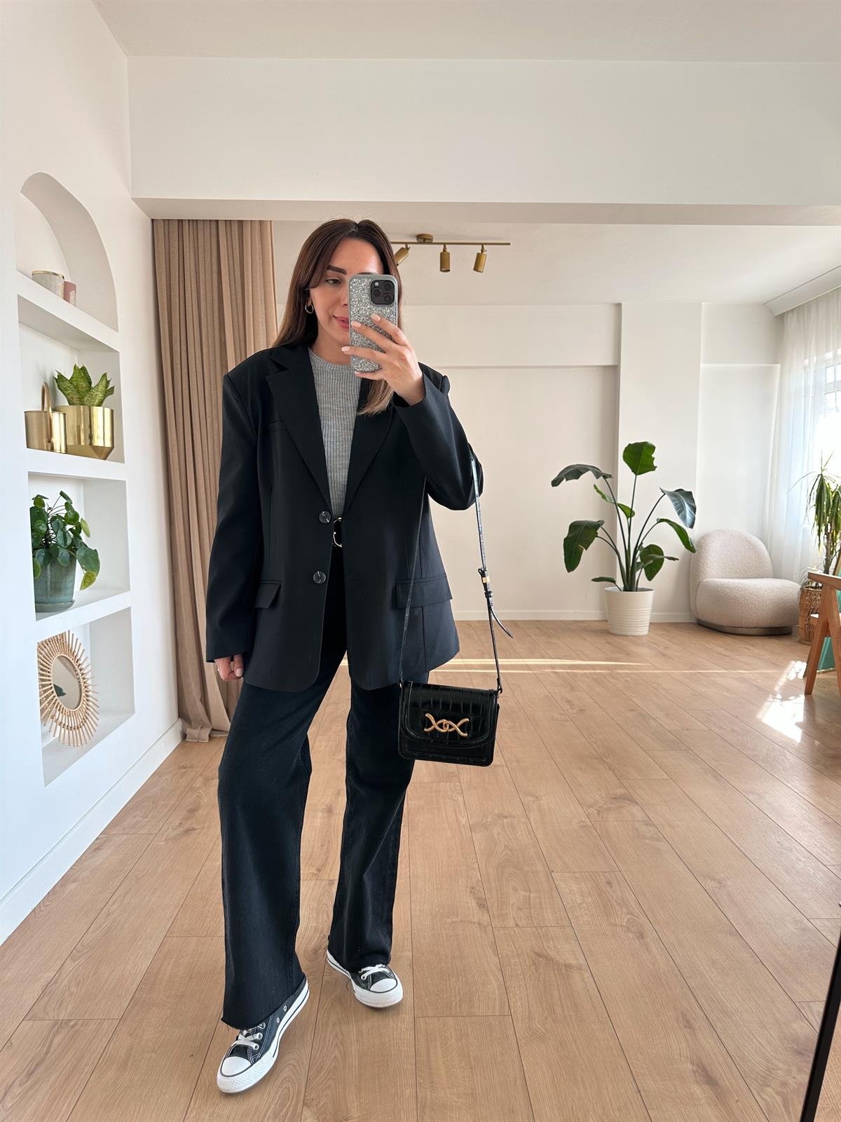 SİYAH VATKALI OVERSIZE CEKET