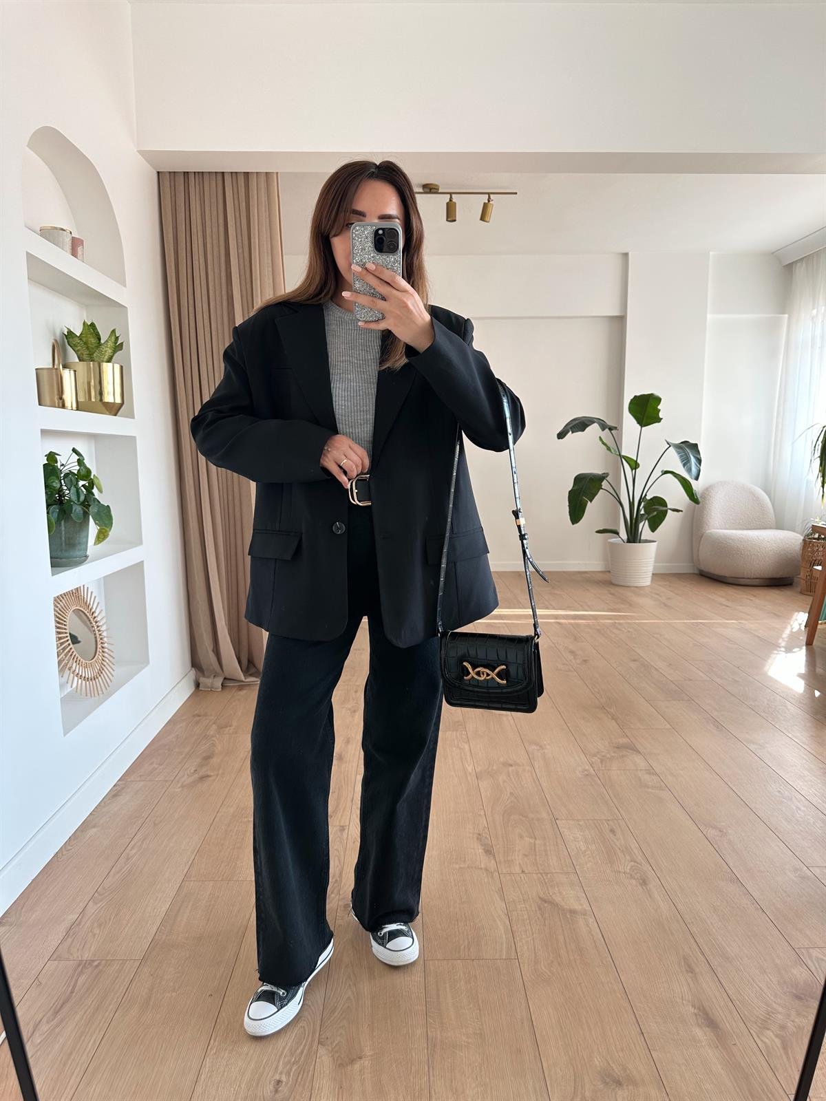 SİYAH VATKALI OVERSIZE CEKET