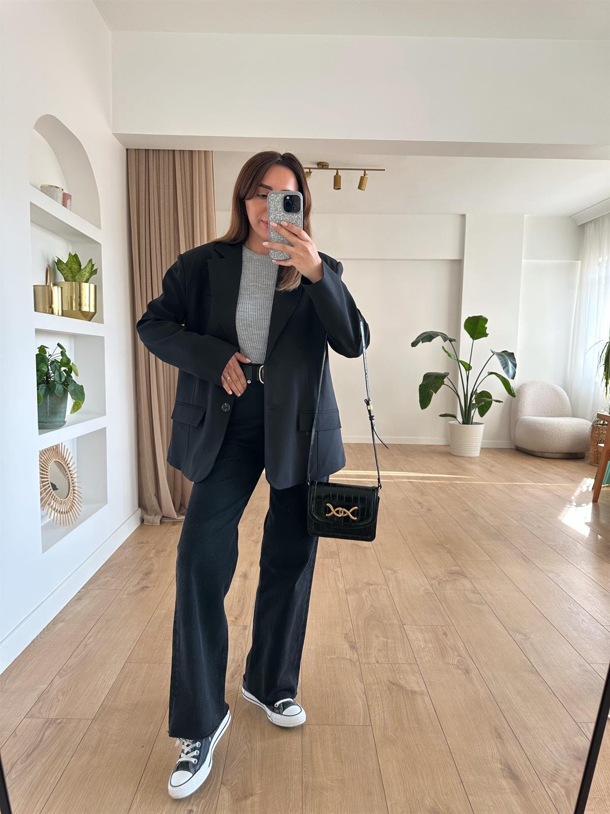 SİYAH VATKALI OVERSIZE CEKET
