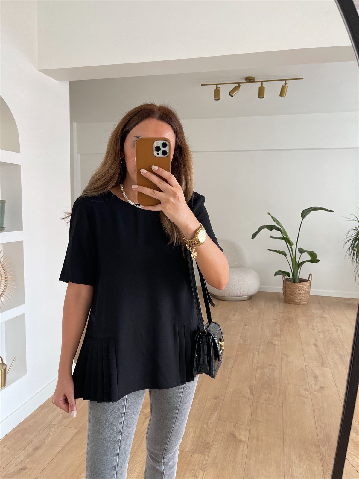 SİYAH ZARA PİLELİ BLUZ