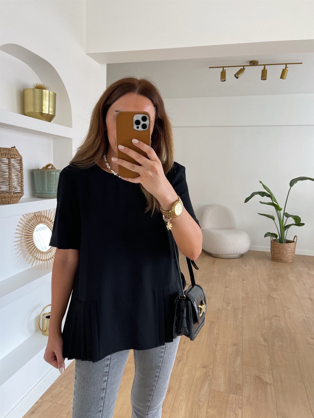 SİYAH ZARA PİLELİ BLUZ