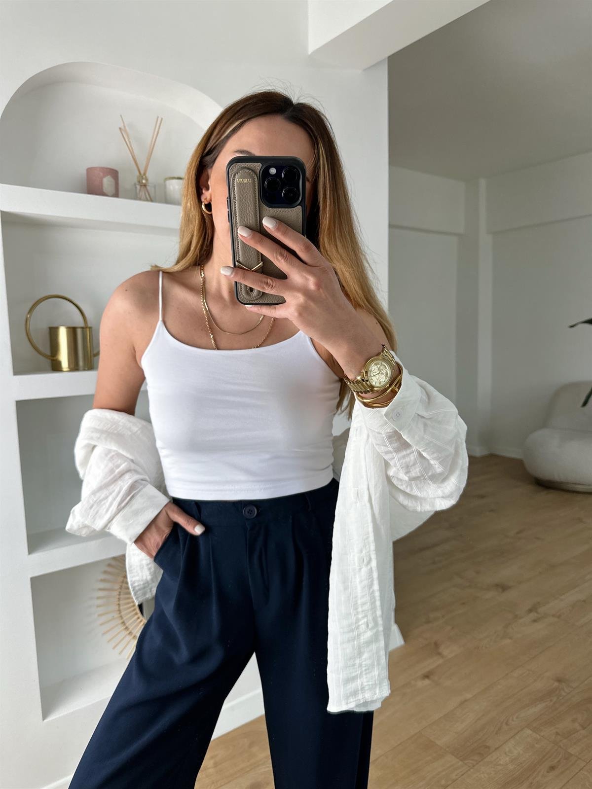 SPAGETTİ ASKILI BEYAZ CROP