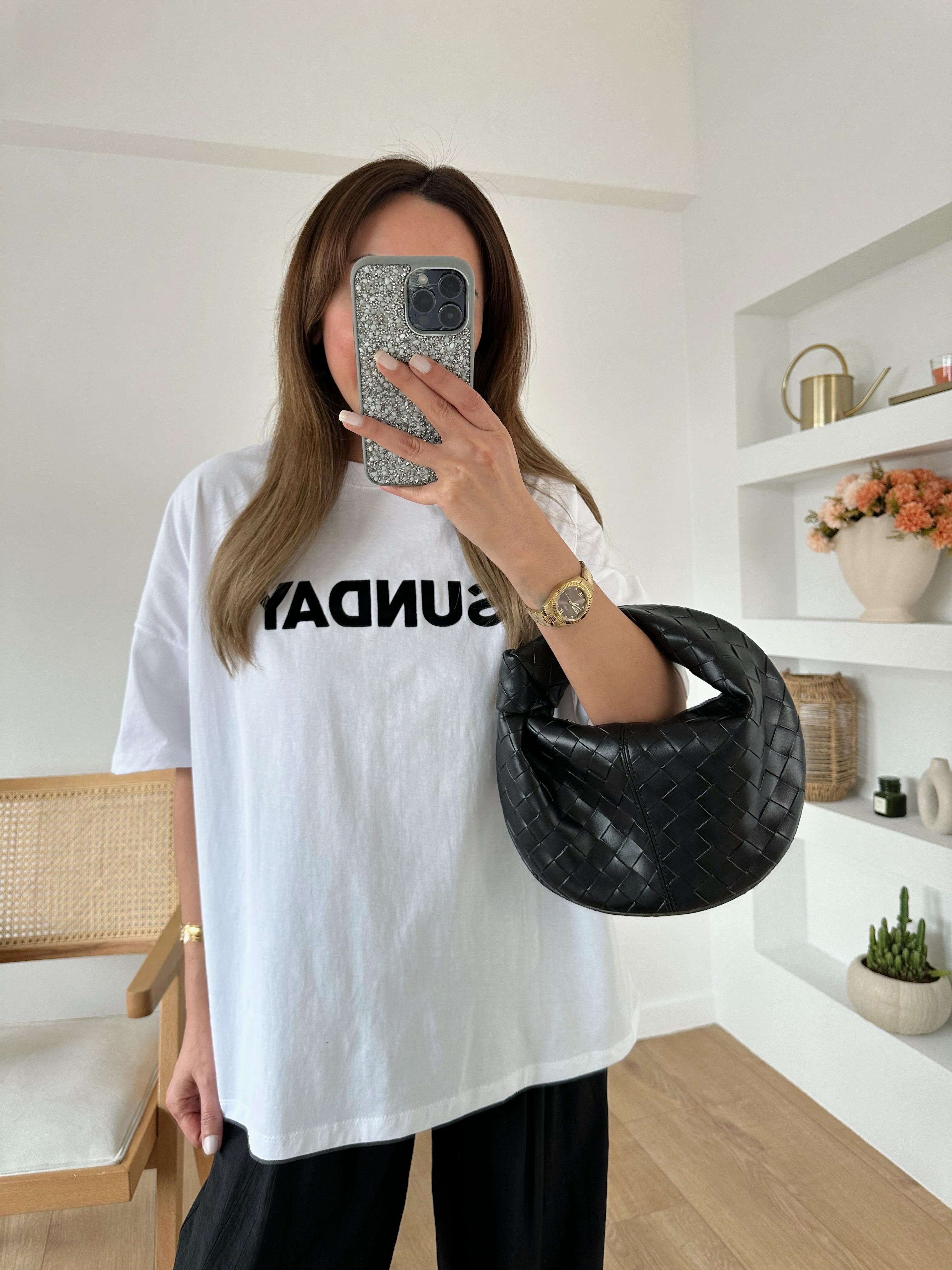 SUNDAY BEYAZ OVERSIZE PAMUKLU TİŞÖRT