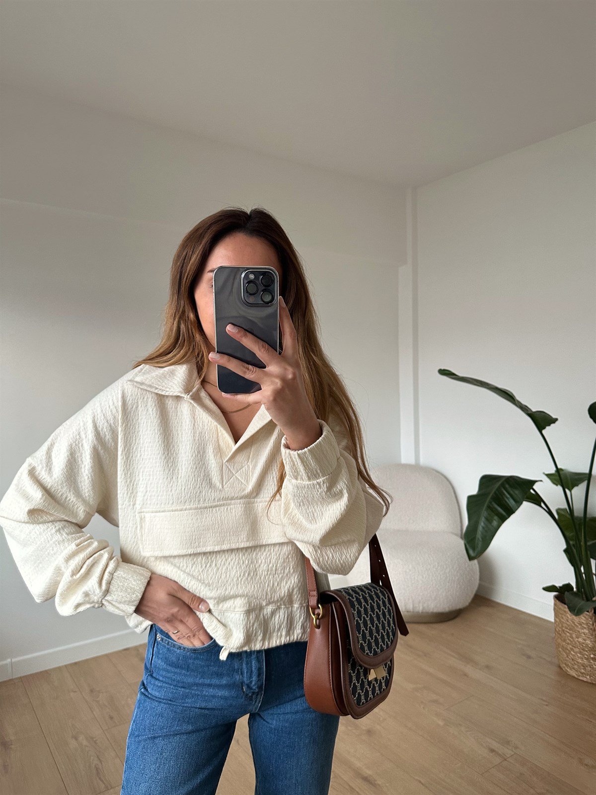 TAŞ ÖNÜ CEP DETAYLI İNCE SWEAT