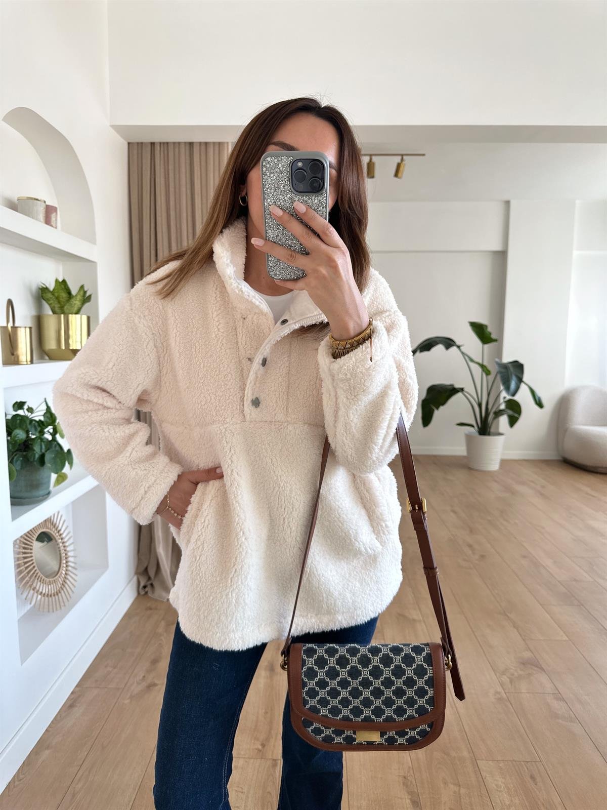 TAŞ RENGİ KALIN PELUŞ SWEAT