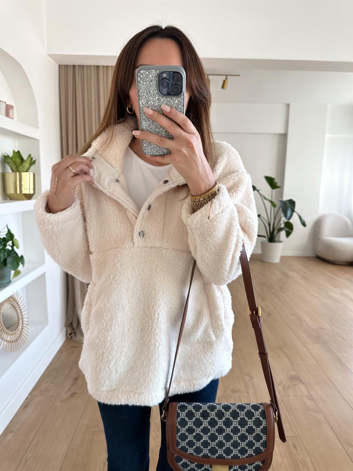 TAŞ RENGİ KALIN PELUŞ SWEAT