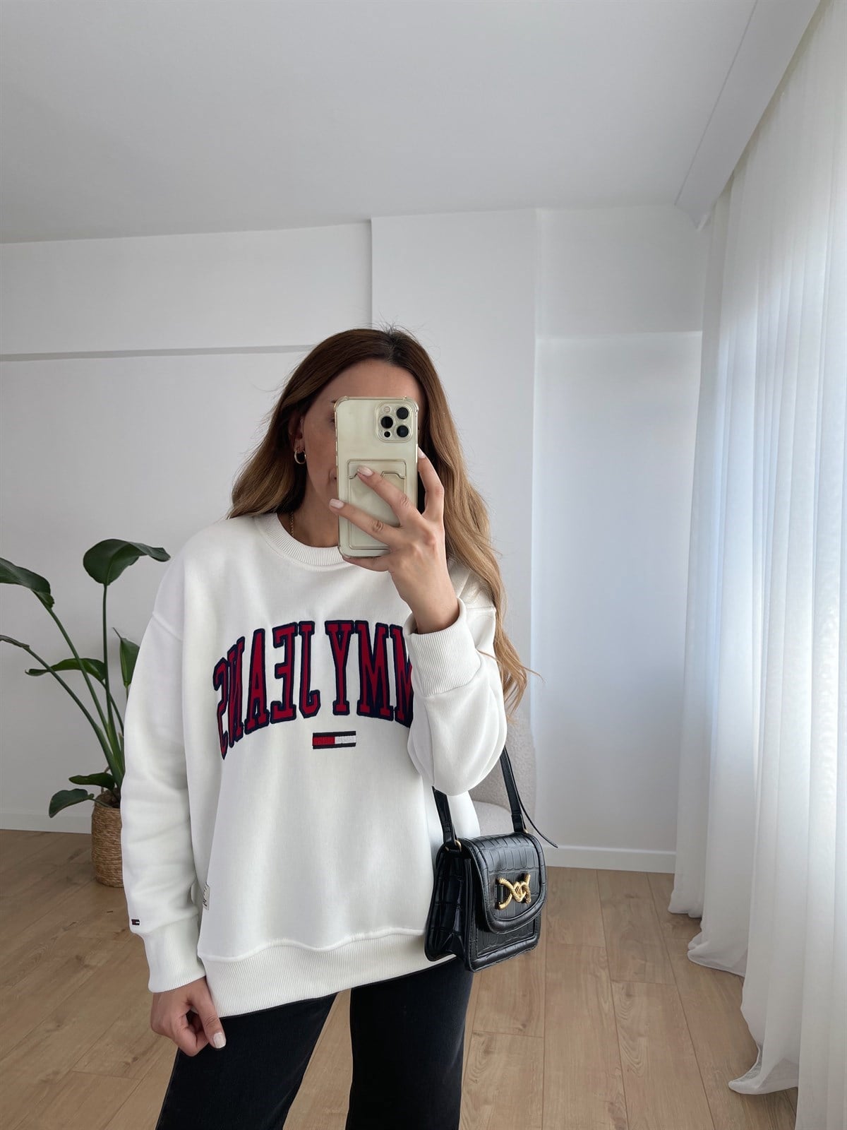 TOMMY BEYAZ ŞARDONLU SWEAT
