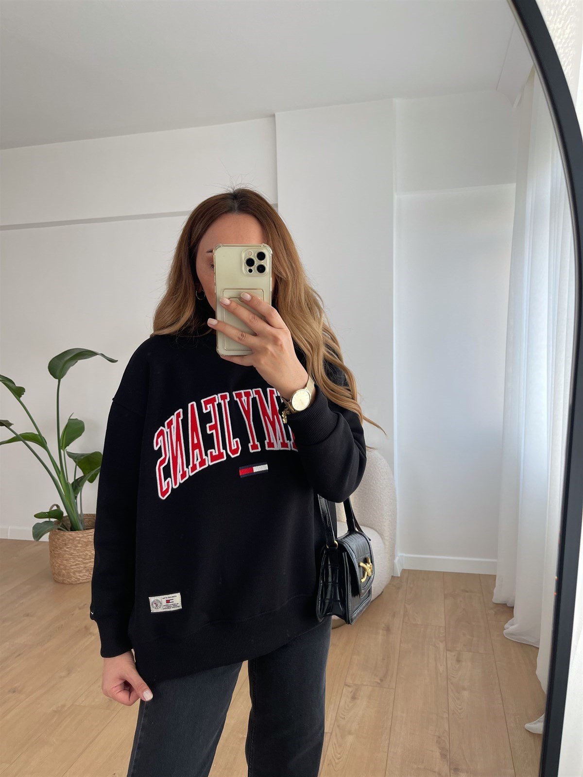 TOMMY SİYAH ŞARDONLU SWEAT