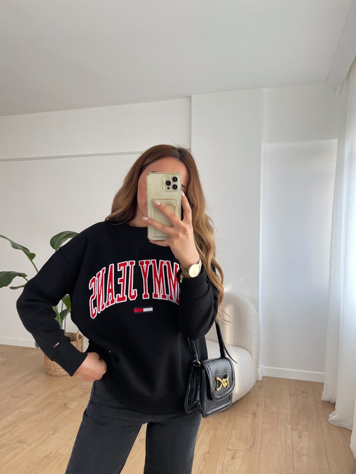 TOMMY SİYAH ŞARDONLU SWEAT