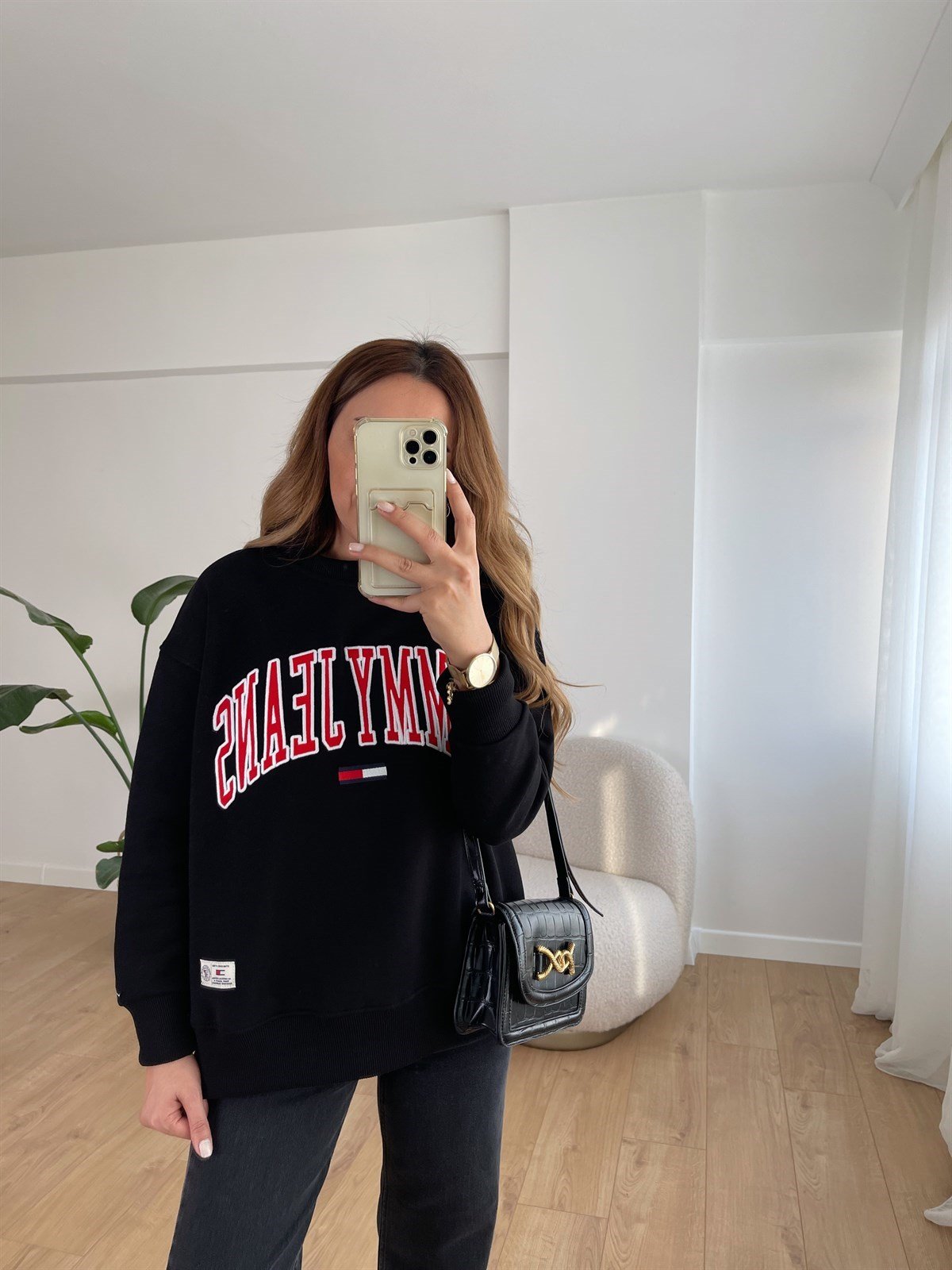 TOMMY SİYAH ŞARDONLU SWEAT