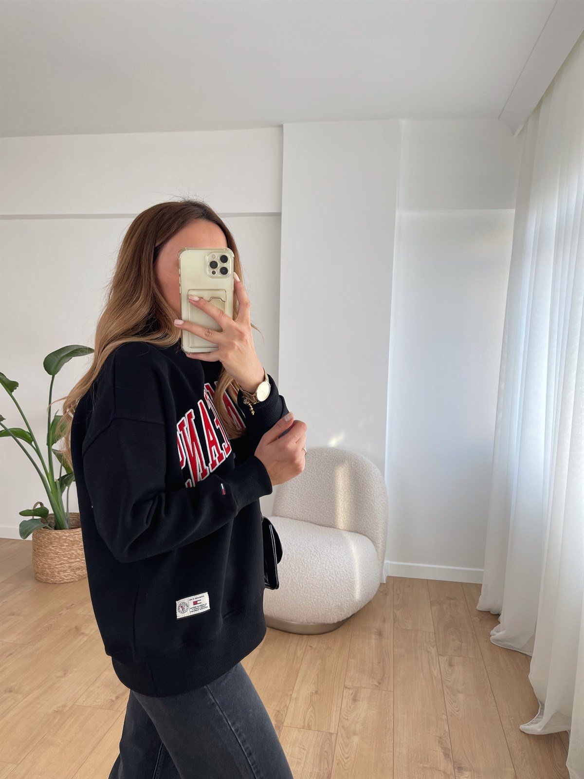 TOMMY SİYAH ŞARDONLU SWEAT
