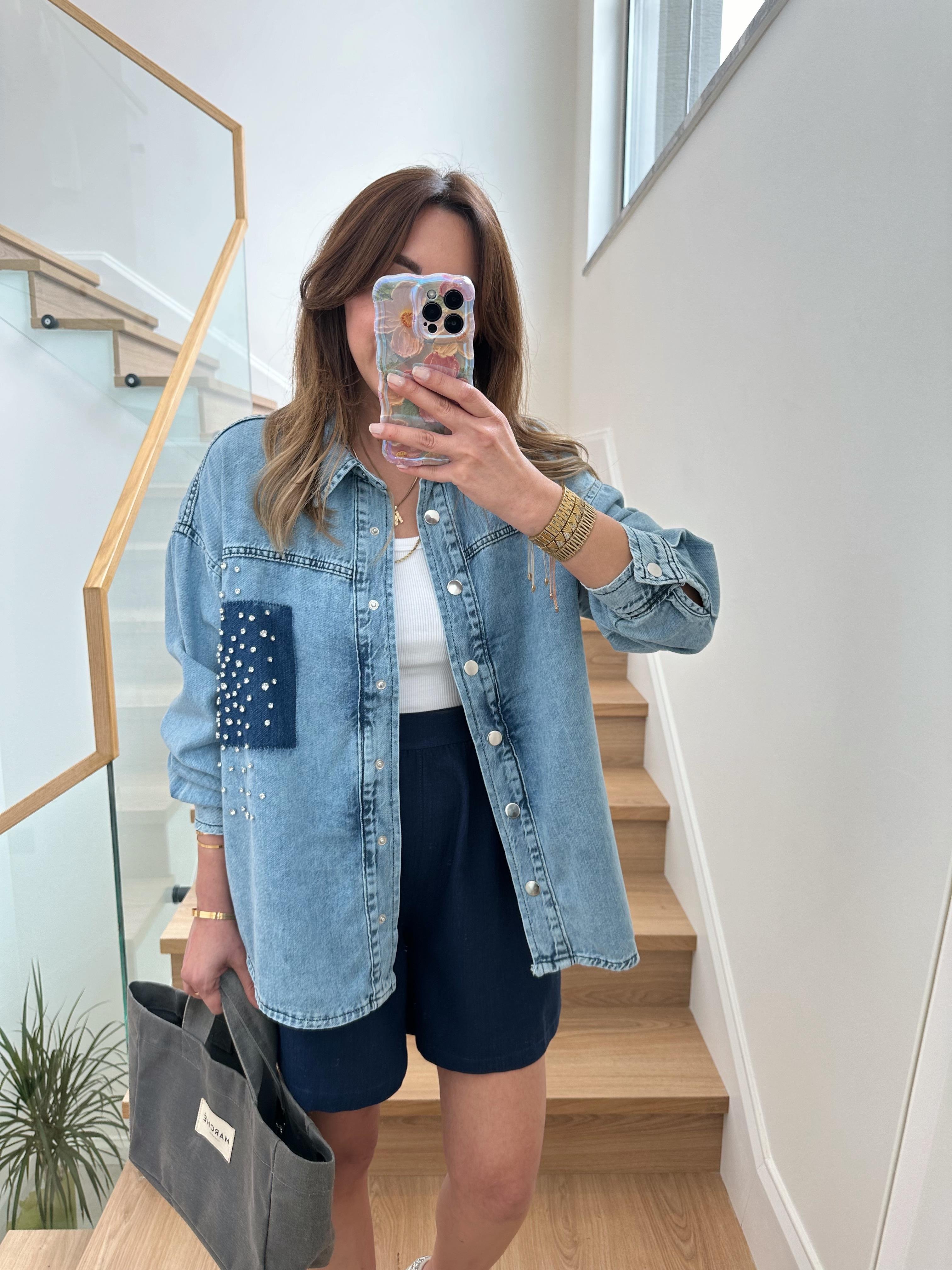 TWST MODEL TAŞLI JEAN GÖMLEK