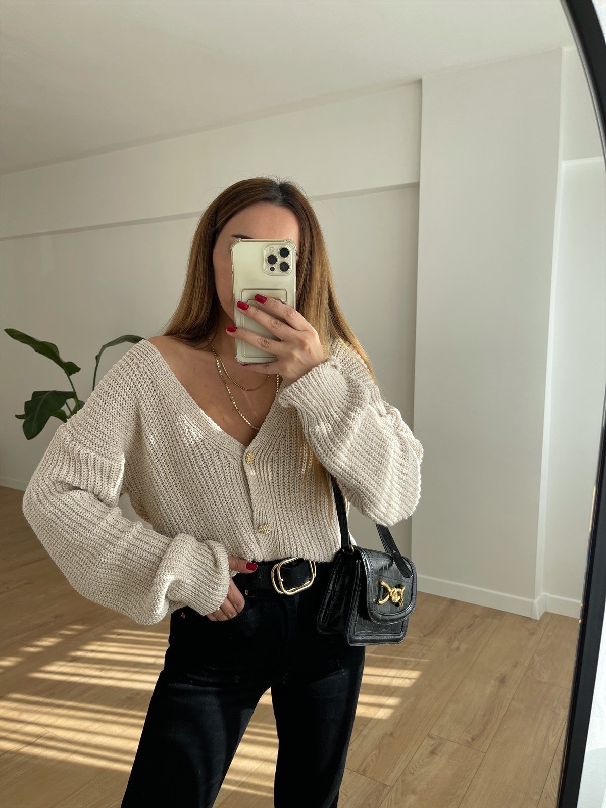 VİZON GOLD TAŞ DÜĞMELİ HIRKA