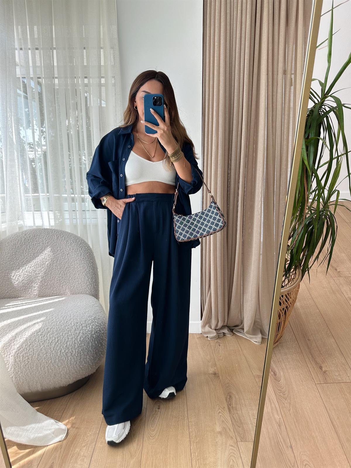 WIN LACİVERT KETEN TAKIM