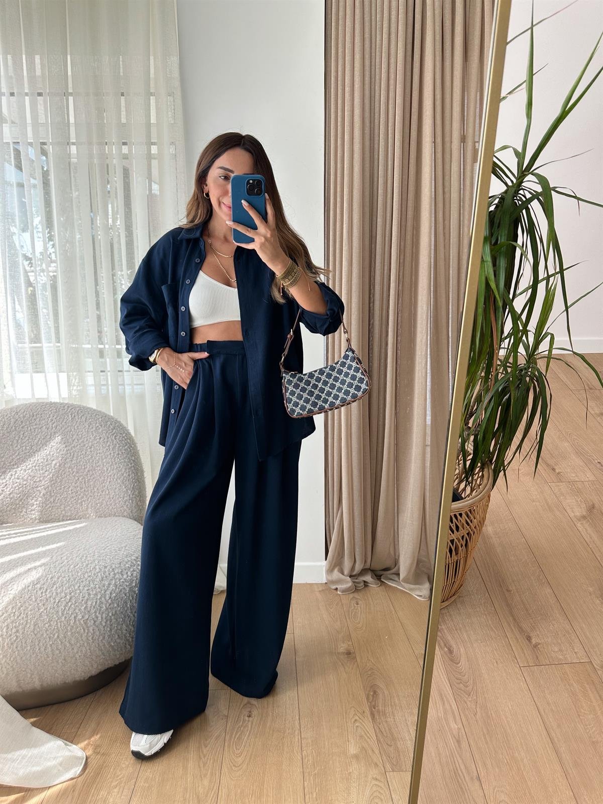 WIN LACİVERT KETEN TAKIM