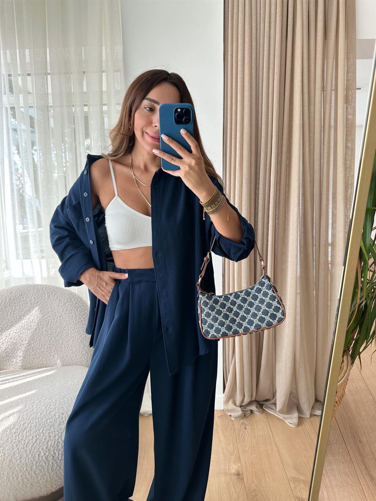 WIN LACİVERT KETEN TAKIM