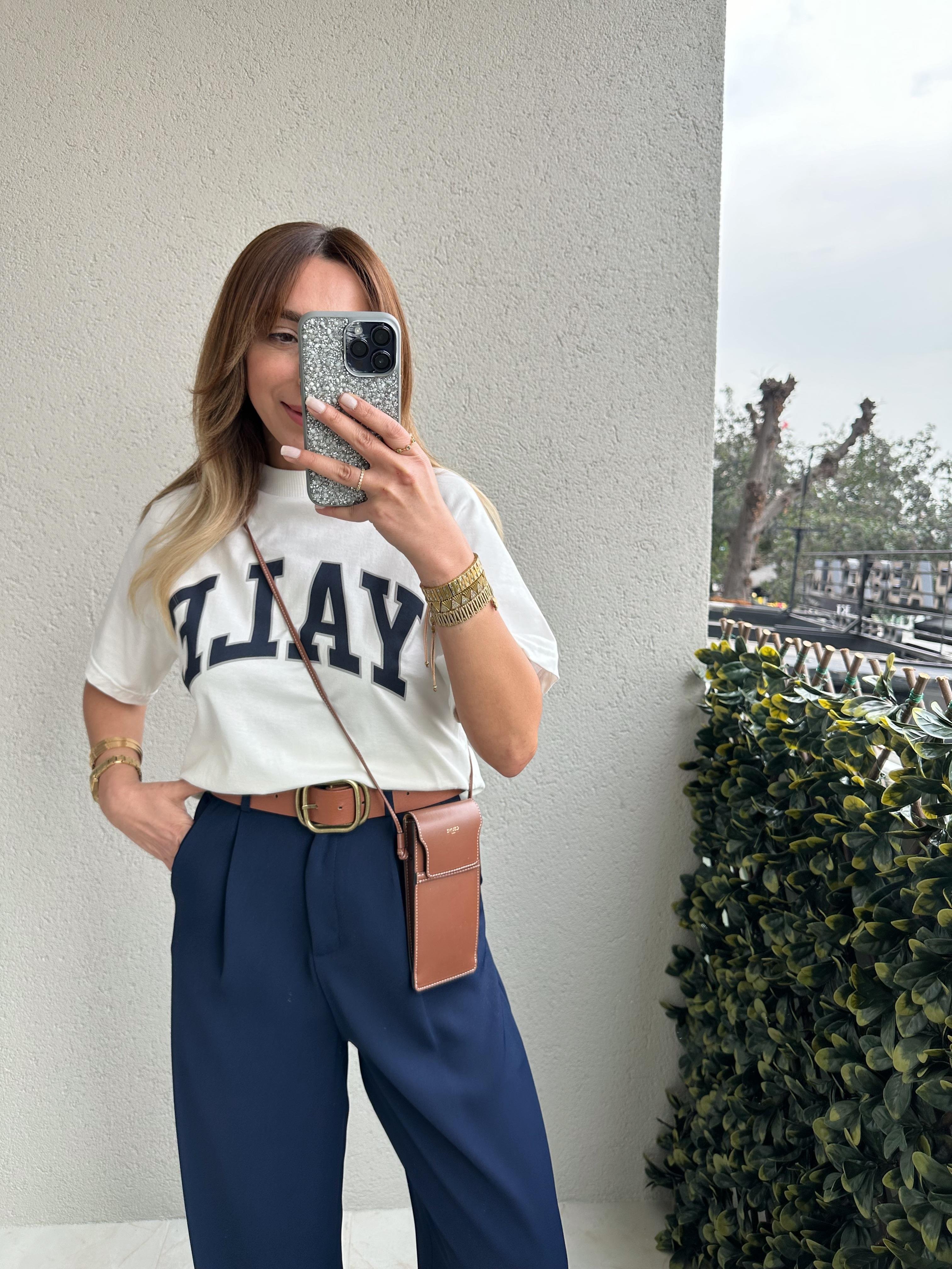 YALE BASKILI PAMUKLU OVERSIZE TİŞÖRT