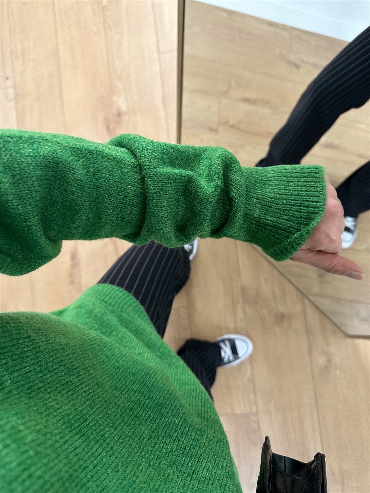 YEŞİL BİSİKLET YAKA OVERSIZE KAZAK