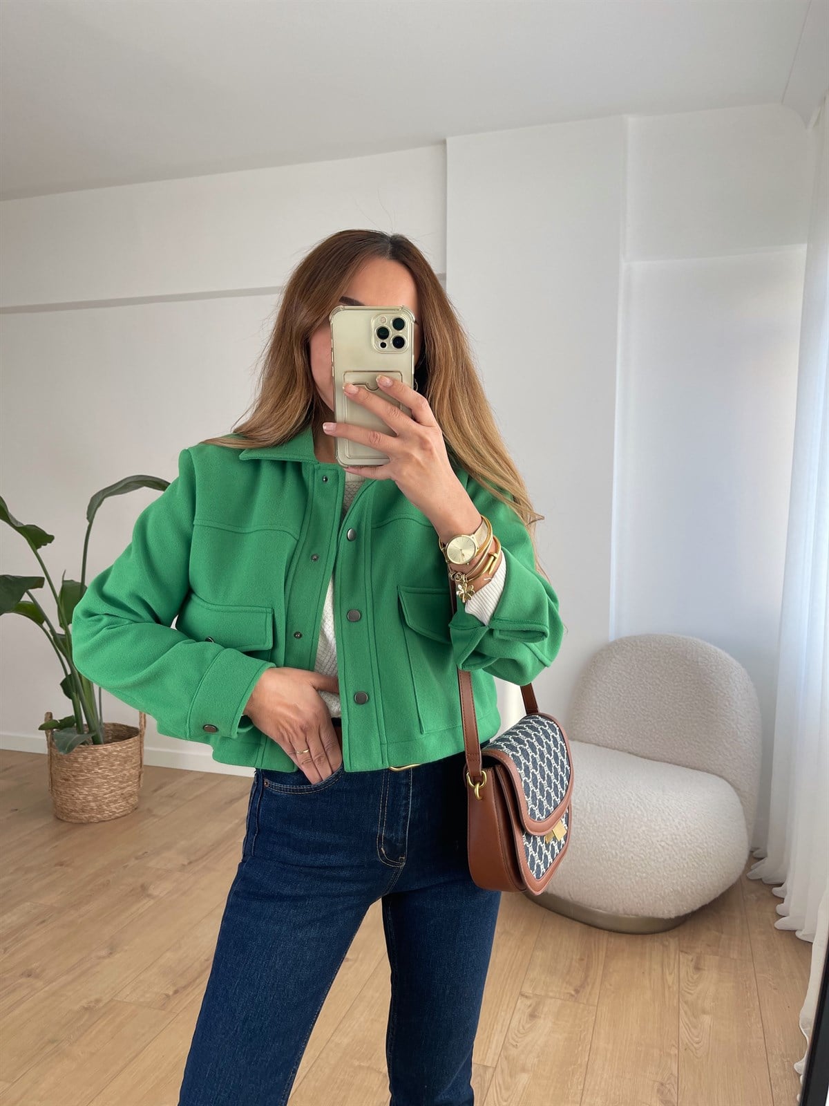 YEŞİL KISA KAŞE CEKET