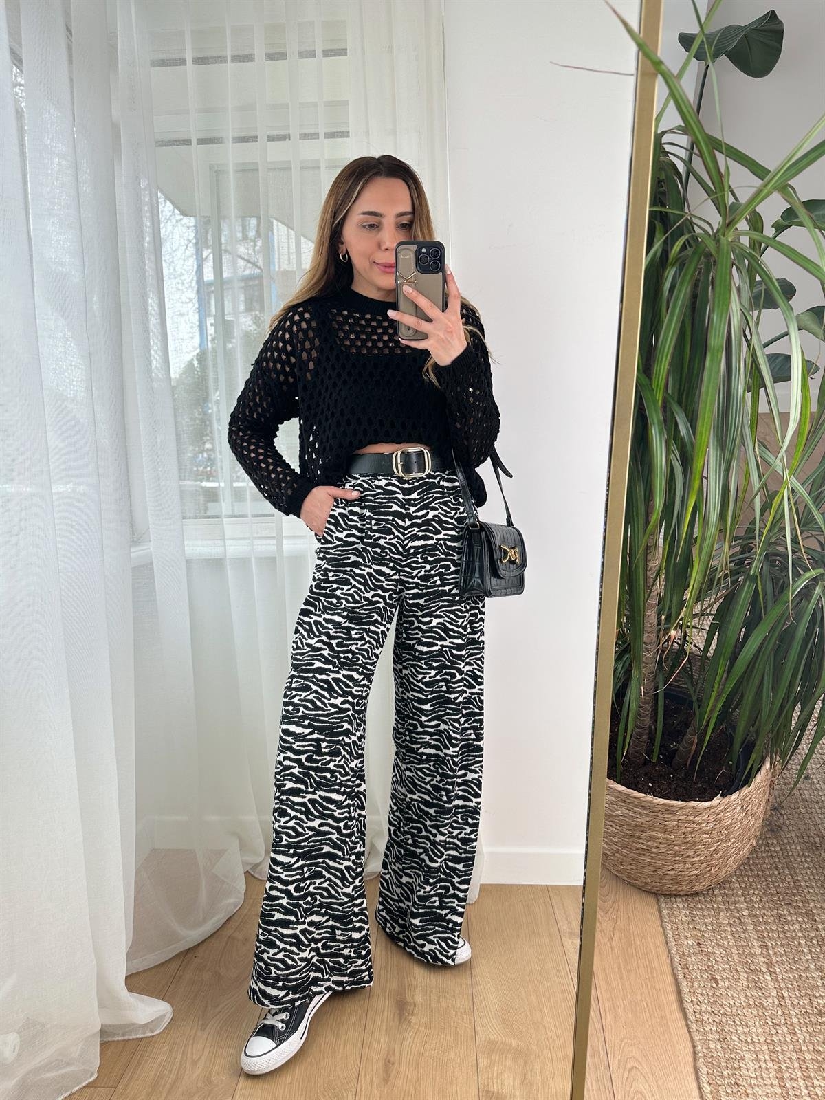 ZEBRA DESEN BELİ LASTİKLİ PANTOLON