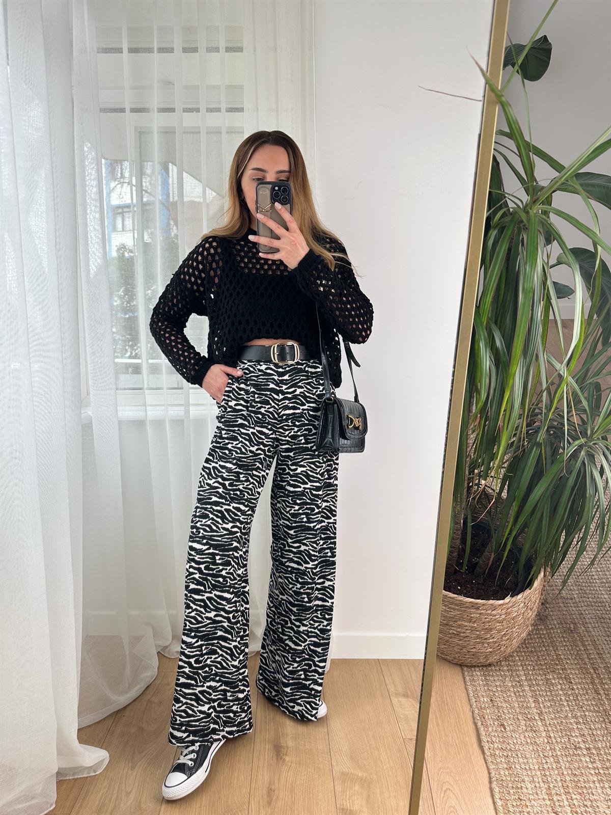 ZEBRA DESEN BELİ LASTİKLİ PANTOLON