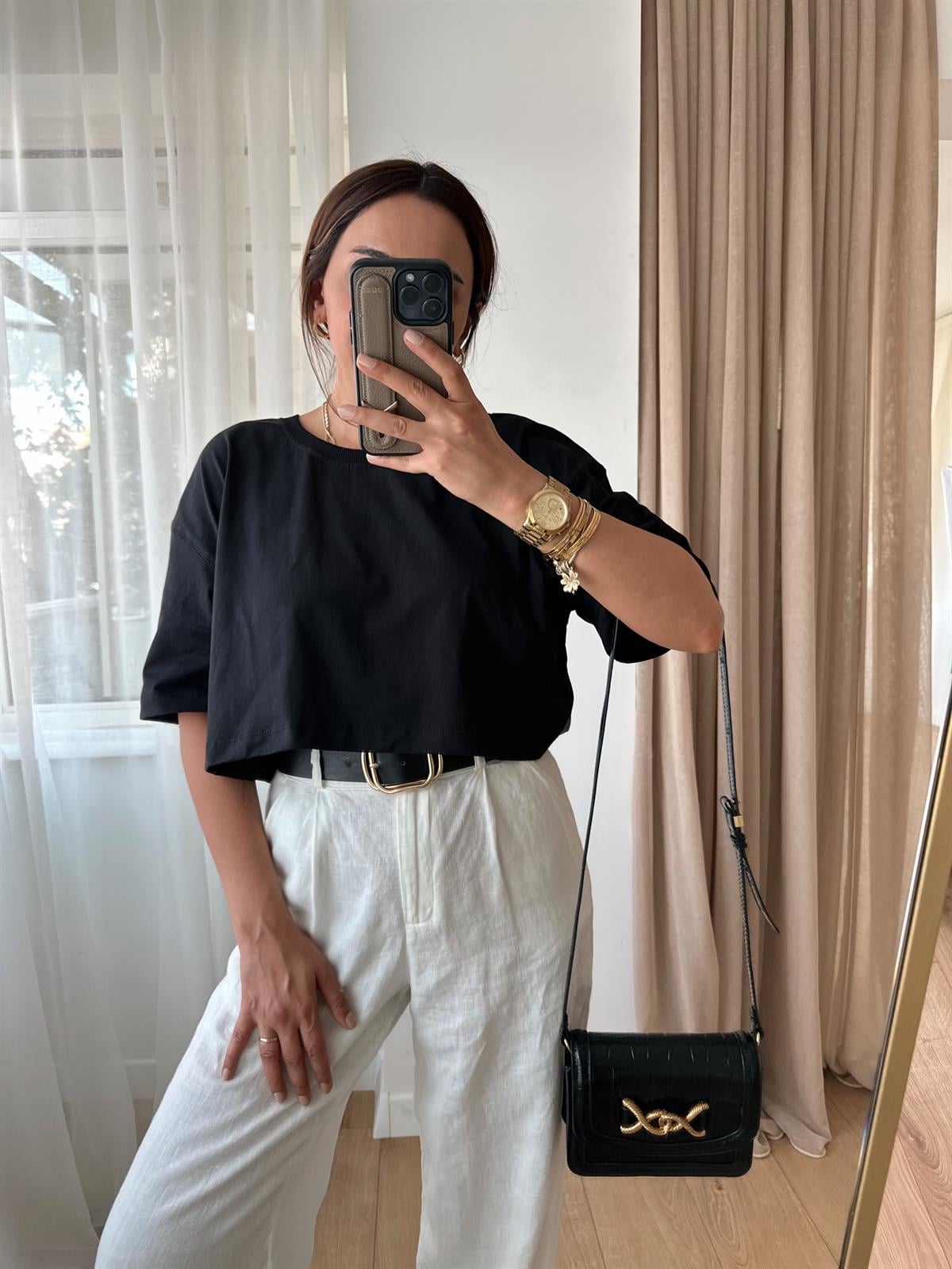 ZR SİYAH CROP TİŞÖRT