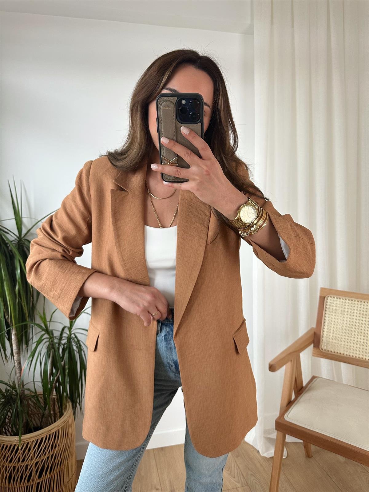 ZR TABA ASTARLI BLAZER CEKET