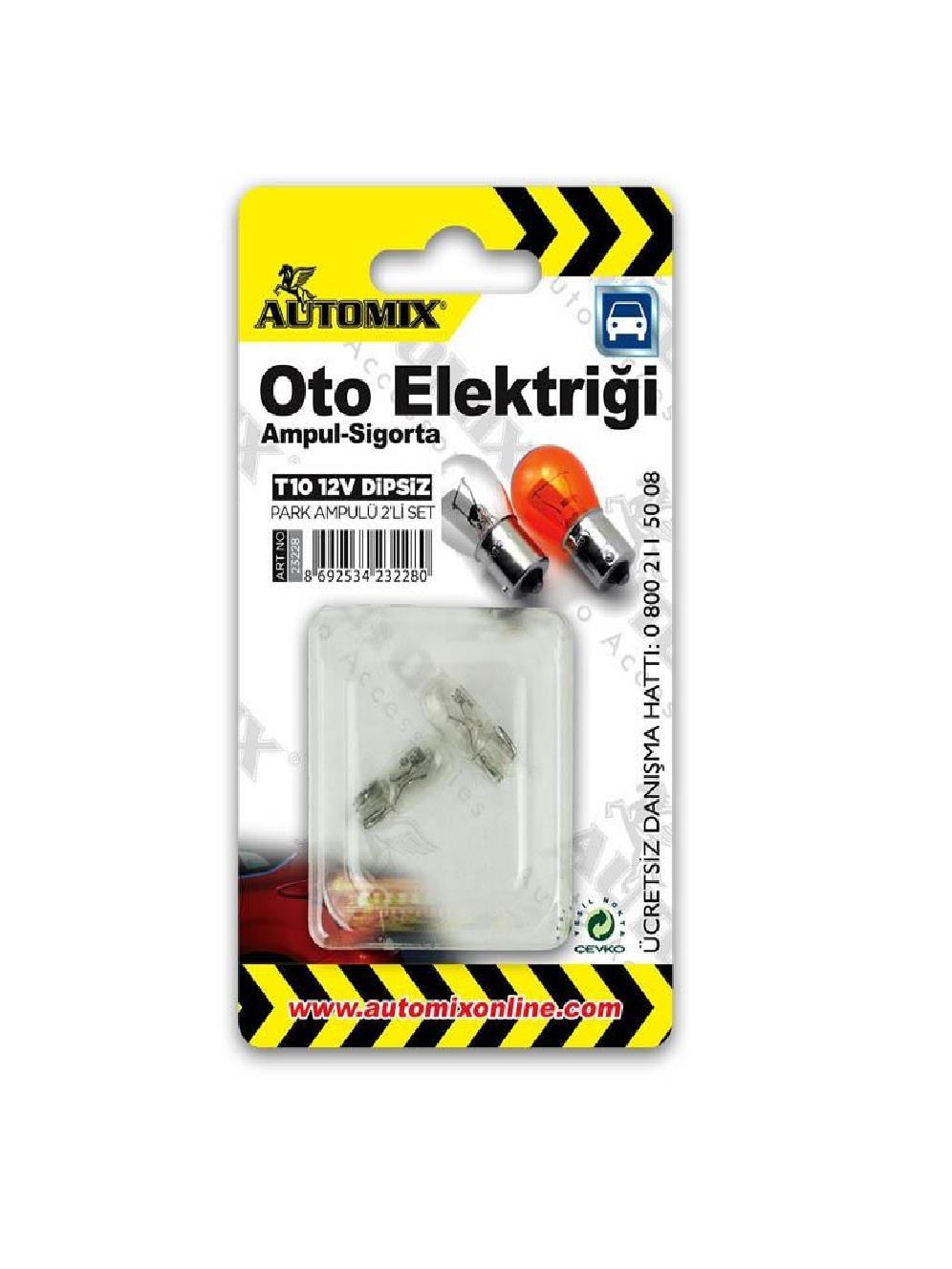 ARAÇ BAKIM VE TEMİZLİK ÜRÜNLERİAUTOMİX003.01.0310 Automix T10 12V 5W Dipsiz  Ampul Seti  Automix T10 12V 5W Dipsiz  Ampul Seti 
