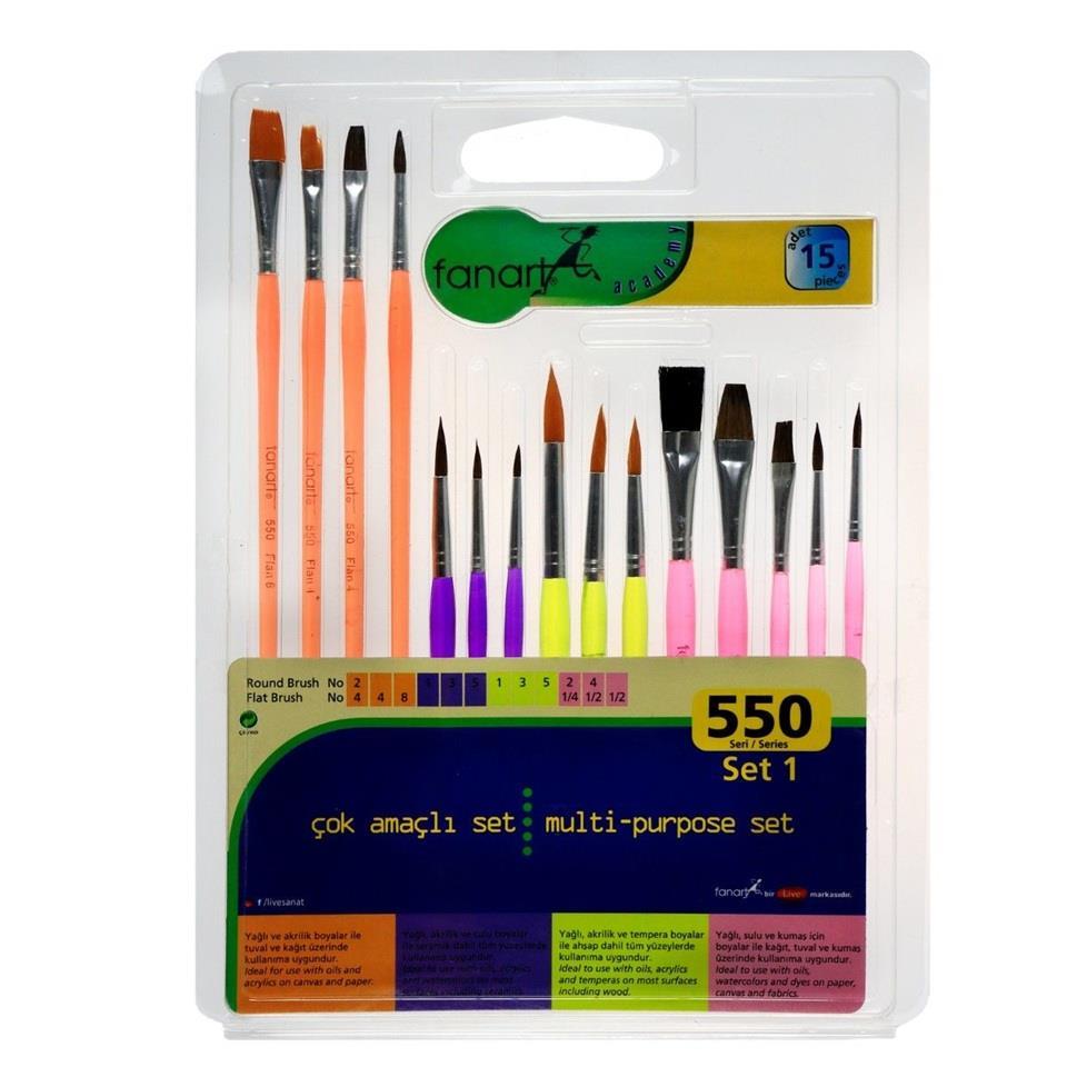BOYAMA ÜRÜNLERİMUHTELİF004.02.0808Fanart Academy 550 Seri Fırça Seti 1 (15 Li)Fanart Academy 550 Seri Fırça Seti 1 (15 Li)