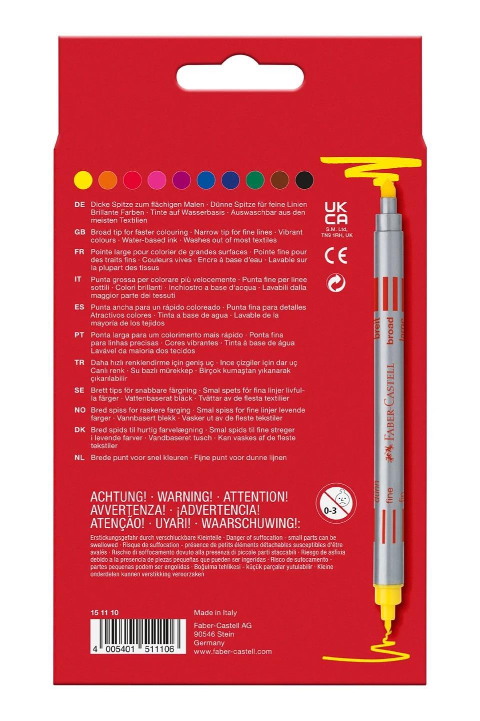 KEÇELİ KALEMFABER CASTELL004.02.0751Faber Castell Çift Taraflı Keçeli Kalem 10 RenkFaber Castell Çift Taraflı Keçeli Kalem 10 Renk