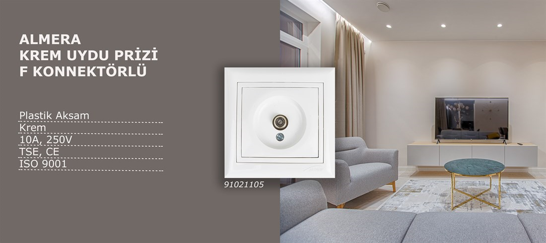 PRİZ & FİŞ & ANAHTARALMERA007.02.0009ALMERA BEYAZ UYDU PRİZİ F KONNEKTÖRLÜALMERA BEYAZ UYDU PRİZİ F KONNEKTÖRLÜ