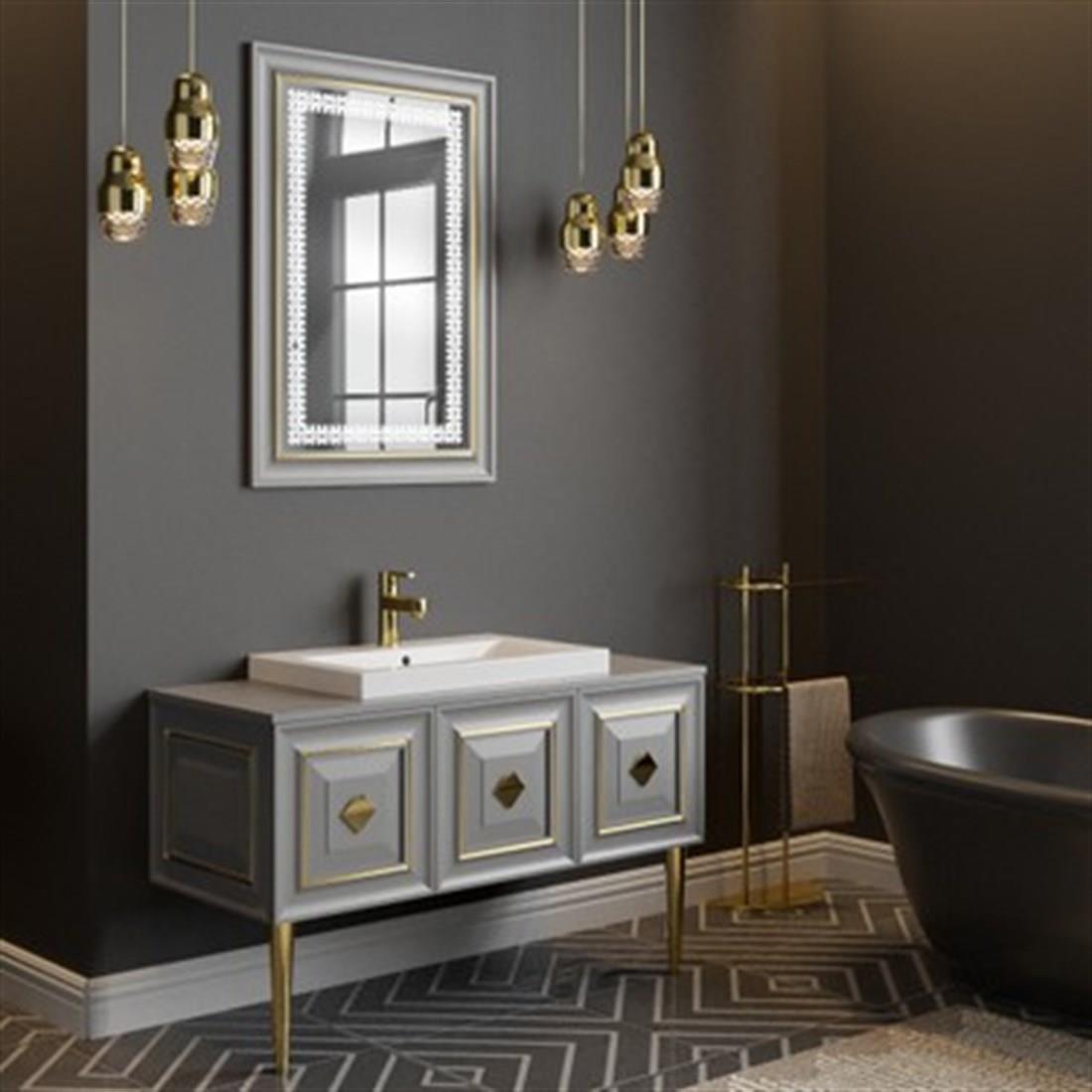 BANYO MOBİLYALARIBELİNZA008.04.0052BELİNZA DAVLOS BANYO DOLABI TAKIMI TAŞ GRİ GOLD 120 CMBELİNZA DAVLOS BANYO DOLABI TAKIMI TAŞ GRİ GOLD 120 CM