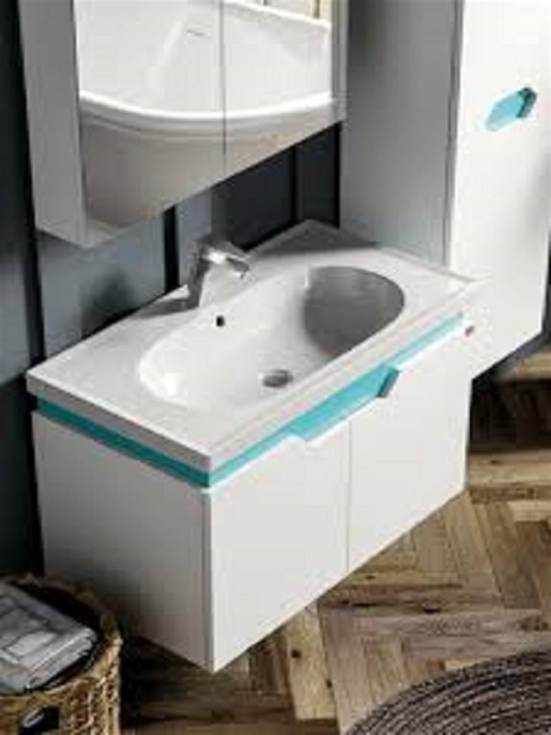 BELİNZA008.04.0020BELİNZA PHUKET BANYO DOLABI TAKIMI BEYAZ TURKUAZ 85 CMBELİNZA PHUKET BANYO DOLABI TAKIMI BEYAZ TURKUAZ 85 CM