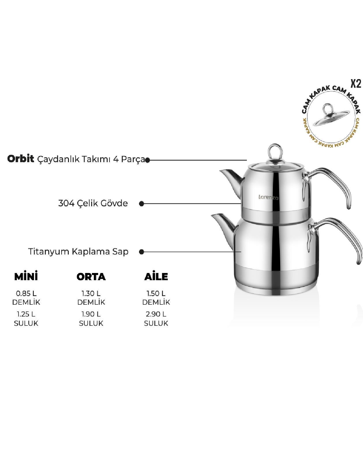 ÇAYDANLIK & CEZVELORENZO009.01.0770Lorenzo Orbit aile çaydanlık takımı-metalLorenzo Orbit aile çaydanlık takımı-metal