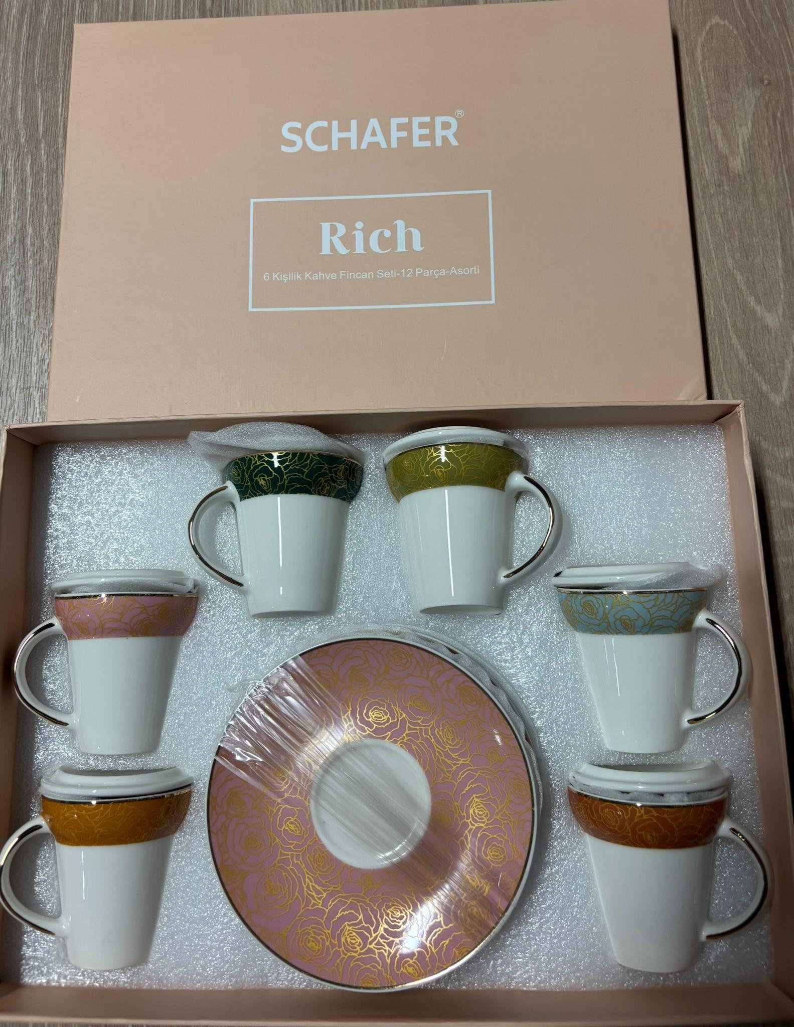 KAHVE TAKIMLARISCHAFER009.01.1300Schafer Rich 6 Kişilik Kahve Fincan Takımı 12 Prç - Asorti01Schafer Rich 6 Kişilik Kahve Fincan Takımı 12 Prç - Asorti01