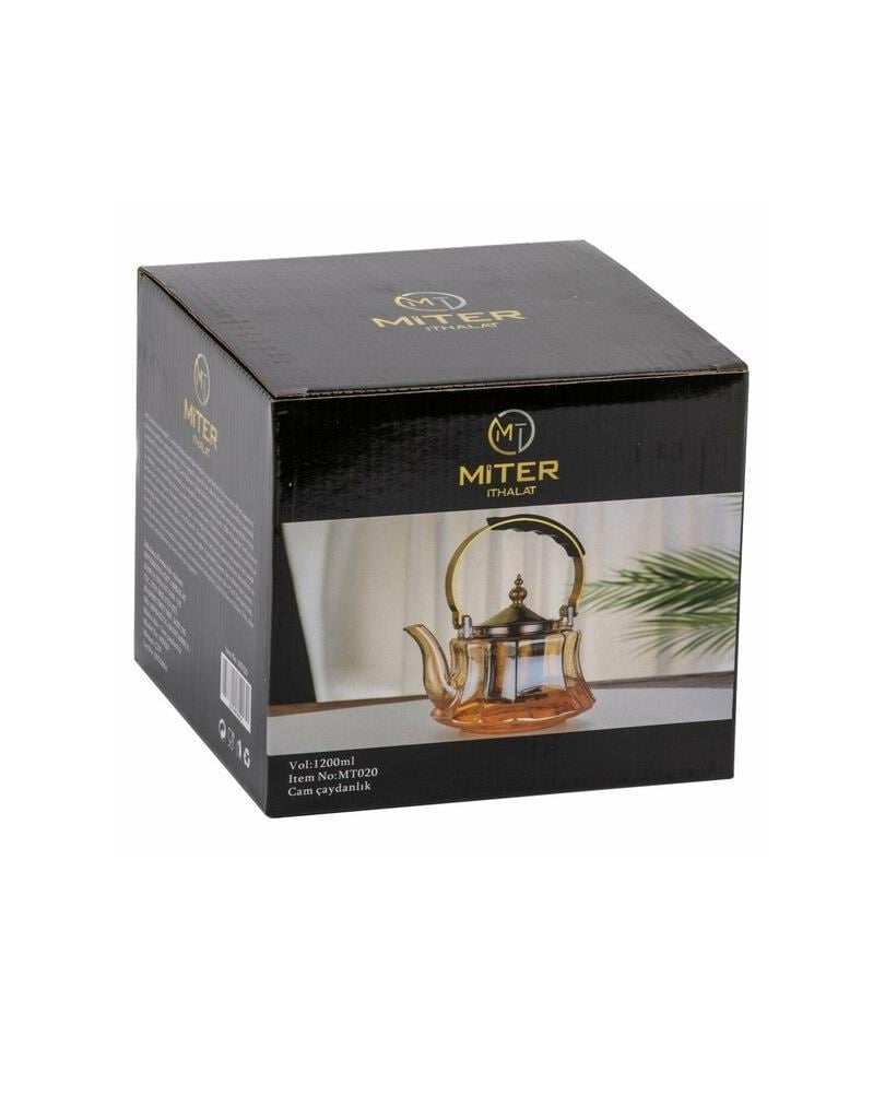 ÇAYDANLIK & CEZVEMİTER009.03.0550Miter Çaydanlık Cam Akasya Kulplu Gold Oval 1200 ml  MT-020 8020Miter Çaydanlık Cam Akasya Kulplu Gold Oval 1200 ml  MT-020 8020