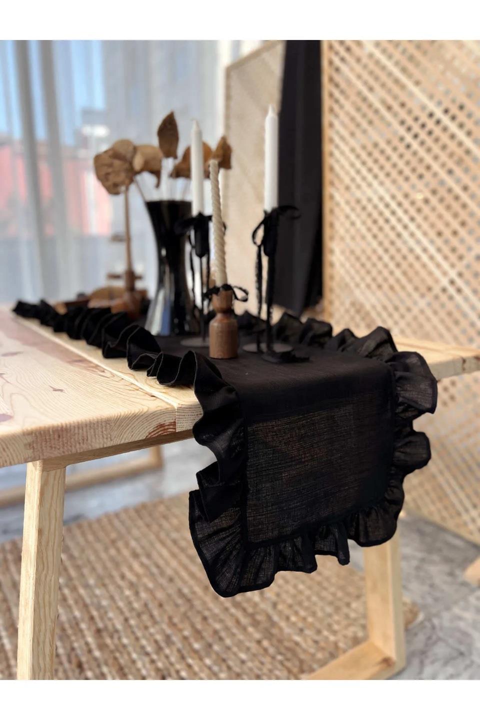 EV TEKSTİLİMUHTELİF009.03.0427Shine Siyah Fırfırlı Runner 55*155 cmShine Siyah Fırfırlı Runner 55*155 cm