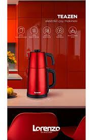 ÇAYDANLIK & CEZVELORENZO009.03.0263LORENZO TEAZEN ÇELİK ÇAY MAKİNESİ KIRMIZILORENZO TEAZEN ÇELİK ÇAY MAKİNESİ KIRMIZI