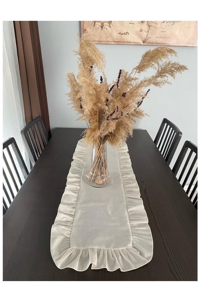 EV TEKSTİLİMUHTELİF009.03.0456Natural Krem Fırfırlı Runner 40*120 cmNatural Krem Fırfırlı Runner 40*120 cm