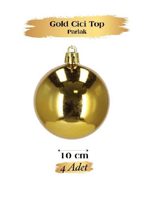DEKORATİF ÜRÜNLERMUHTELİF009.04.0155Yılbaşı Top Süs 10 cm 4 Parça Parlak Altın Yılbaşı Top Süs 10 cm 4 Parça Parlak Altın 