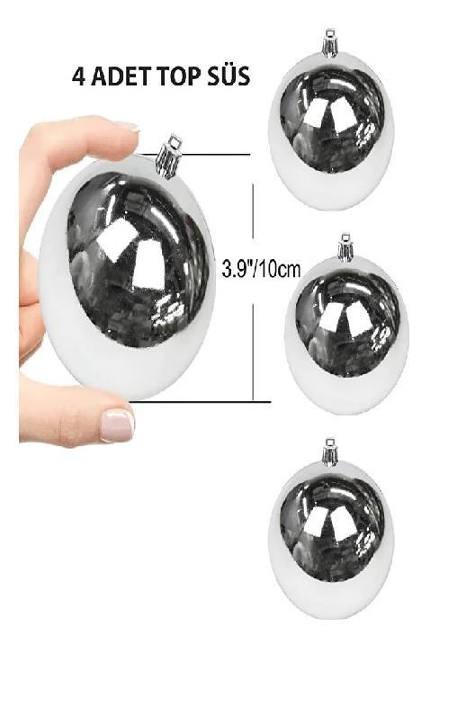 DEKORATİF ÜRÜNLERMUHTELİF009.04.0154Yılbaşı Top Süs 10 cm 4 Parça Parlak GümüşYılbaşı Top Süs 10 cm 4 Parça Parlak Gümüş