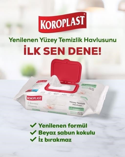 EV & YAŞAMKOROPLAST009.06.0830KOROPLAST ISLAK TEMİZLİK HAVLUSU BEYAZ SABUN KOKULU 100LÜKOROPLAST ISLAK TEMİZLİK HAVLUSU BEYAZ SABUN KOKULU 100LÜ