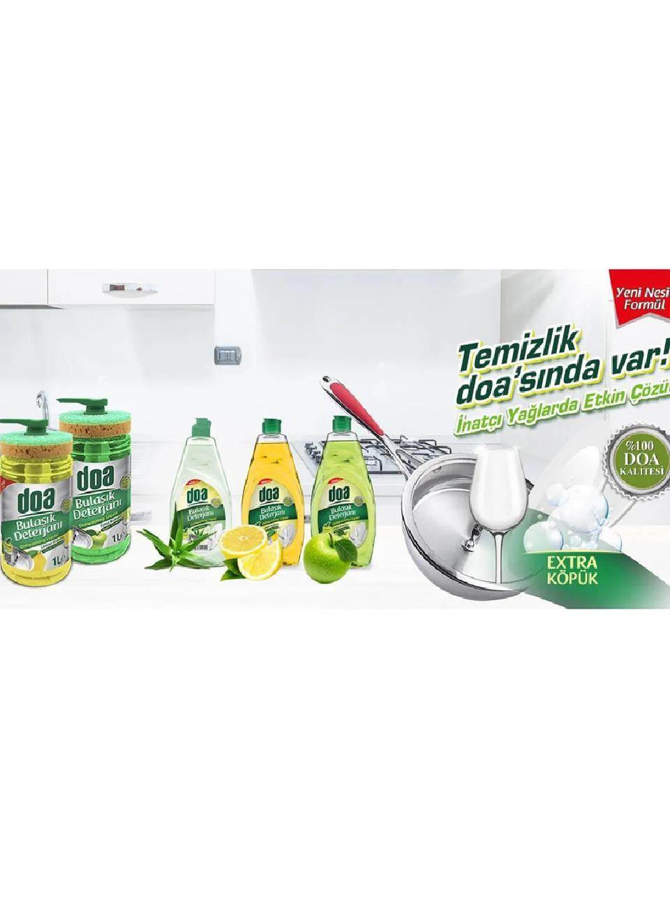 DETERJANLARDOA009.06.1072DOA Sıvı Bulaşık Deterjanı Süngerli Elma kokulu 1000 mlDOA Sıvı Bulaşık Deterjanı Süngerli Elma kokulu 1000 ml
