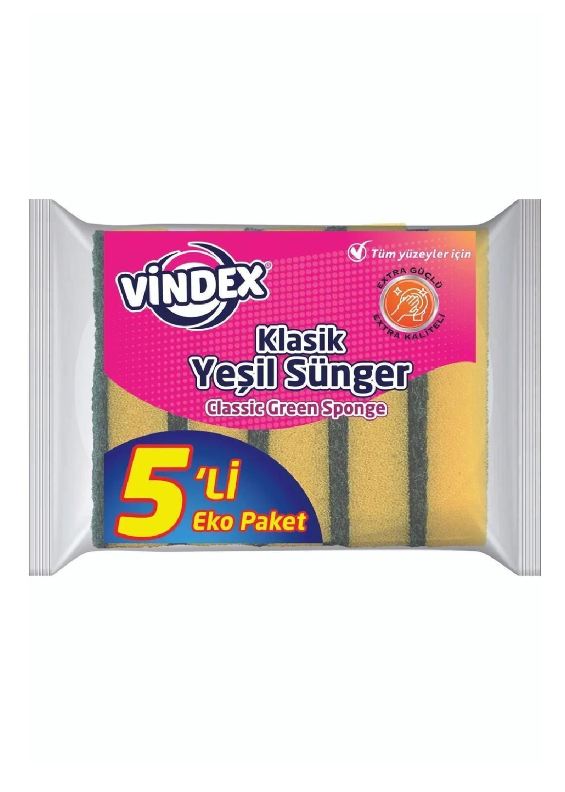 TEMİZLİK BEZLERİVİNDEX009.06.1168Vindex Klasik Yeşil Sünger Düz 5li 1011108Vindex Klasik Yeşil Sünger Düz 5li 1011108