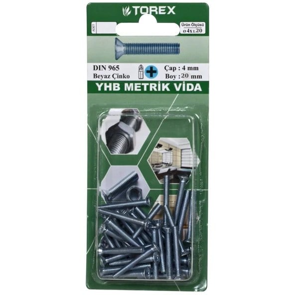 HIRDAVATTOREX012.07.0387TOREX DIN 965 4*20 YHB KÜT UÇLU METRİK VİDATOREX DIN 965 4*20 YHB KÜT UÇLU METRİK VİDA