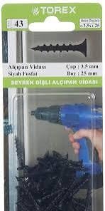 HIRDAVATTOREX012.07.0362TOREX 3,5*25 SEYREK DİŞLİ ALÇIPAN VİDASI SİYAH FOSFATTOREX 3,5*25 SEYREK DİŞLİ ALÇIPAN VİDASI SİYAH FOSFAT