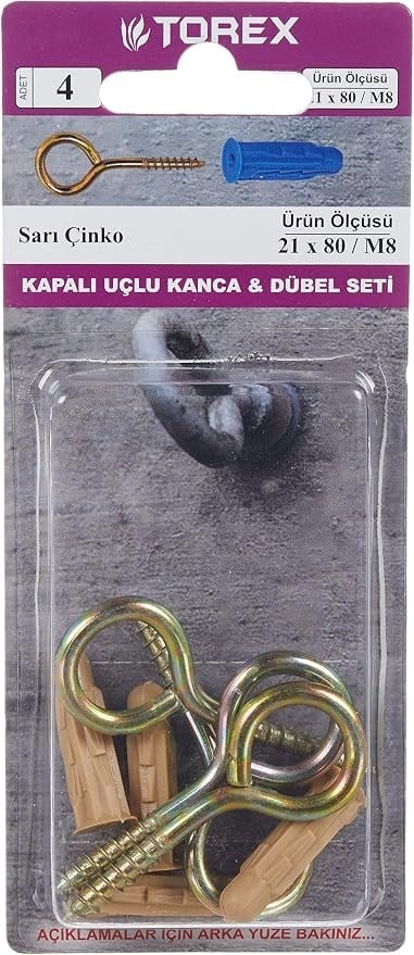 HIRDAVATTOREX012.07.0465TOREX 21*80 KAPALI KANCA + M8 GRAPEX DÜBEL TOREX 21*80 KAPALI KANCA + M8 GRAPEX DÜBEL 