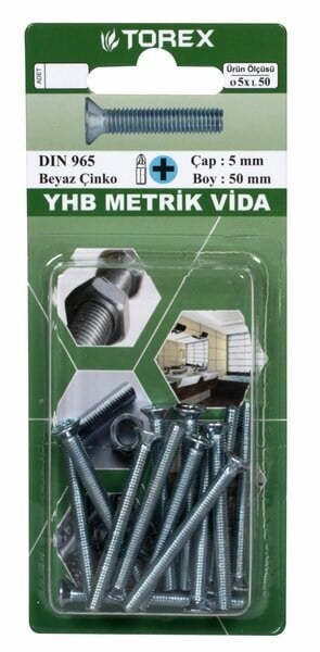 HIRDAVATTOREX012.07.0393TOREX DIN 965 5*50 YHB KÜT UÇLU METRİK VİDATOREX DIN 965 5*50 YHB KÜT UÇLU METRİK VİDA