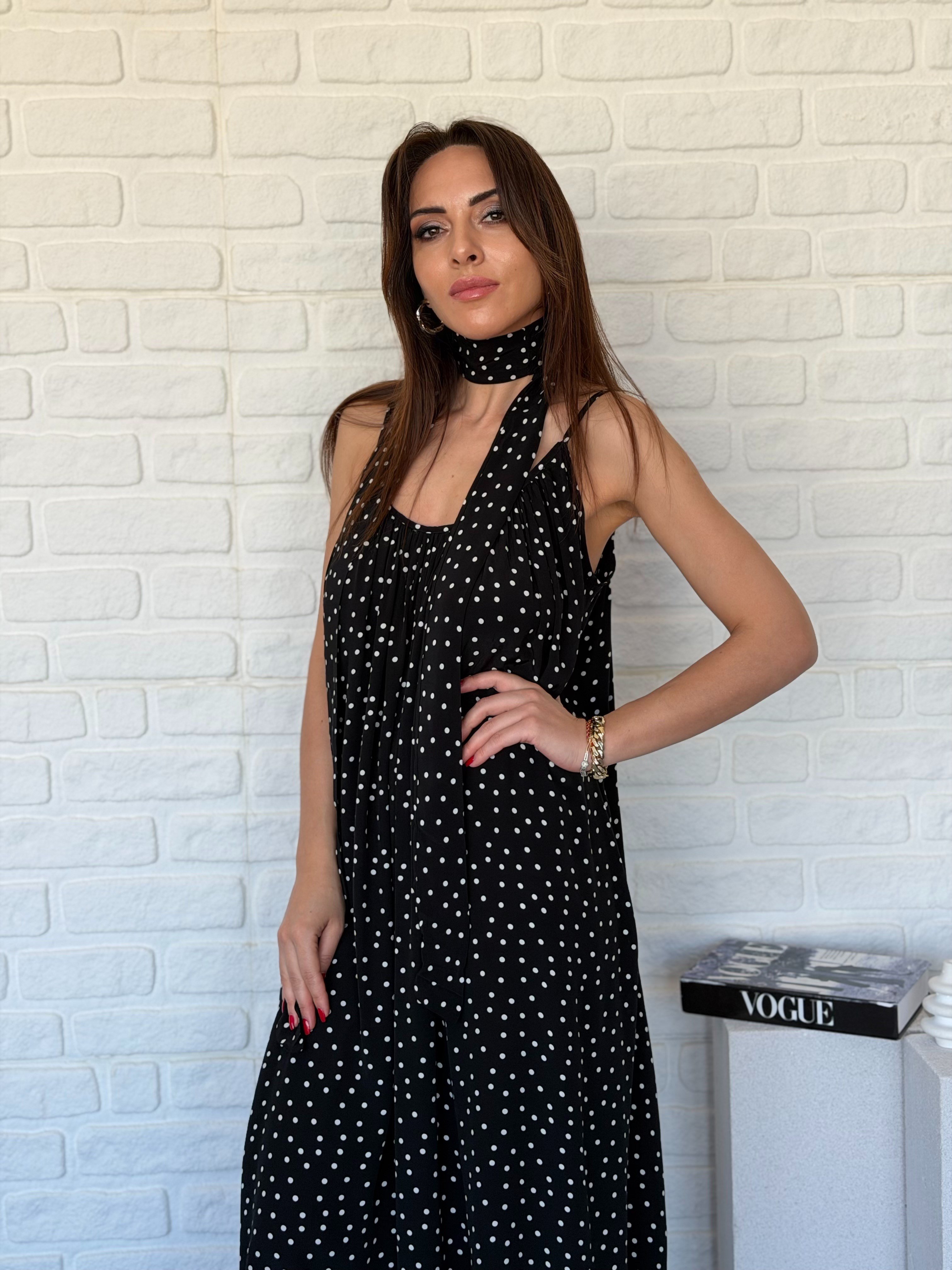 Askılı Puantiyeli Elbise