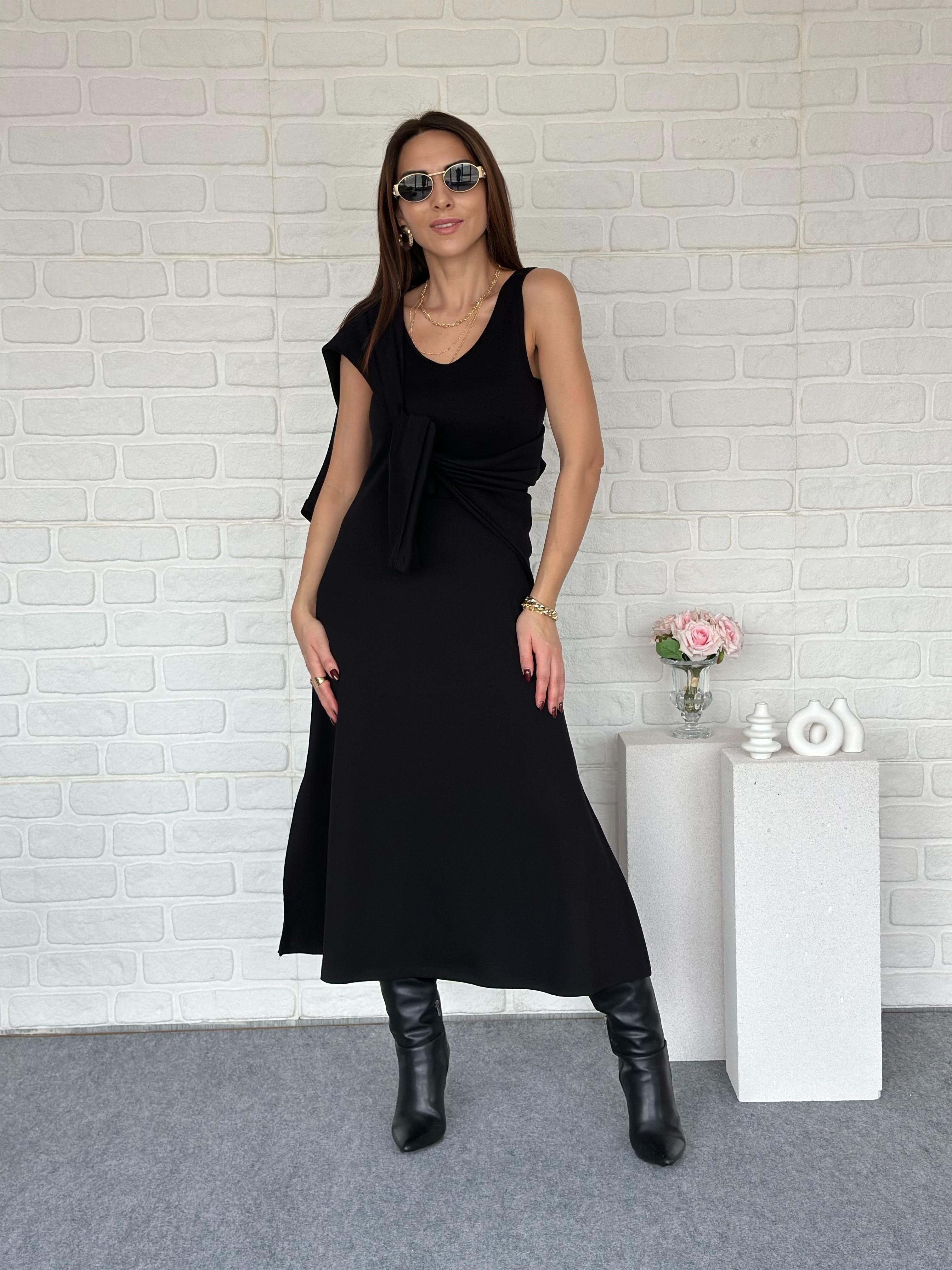 BLUZLU MODAL ELBİSE SİYAH